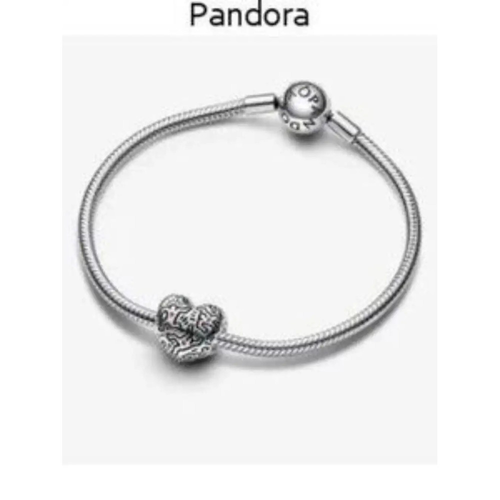 Pandora Heart Charm Bracelet - Black, White, Red